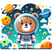 Astronaut Bear's Cosmic Journey Diamonded Painting Kits