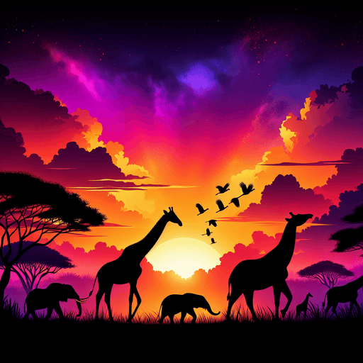 Vibrant Sunset Safari Paint By Color