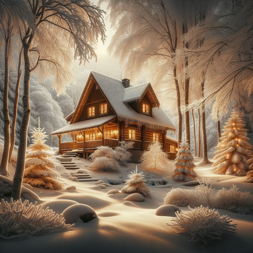 Glistening Winter Cabin Painting Diamond Kit