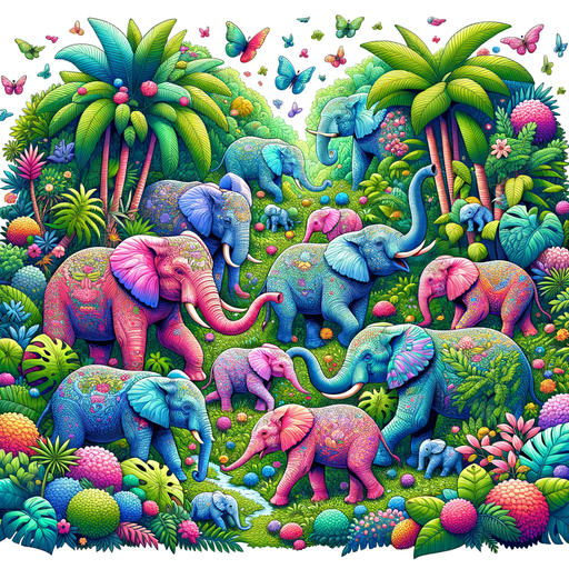 Joyful Elephant Family Paint By Diamonds Art