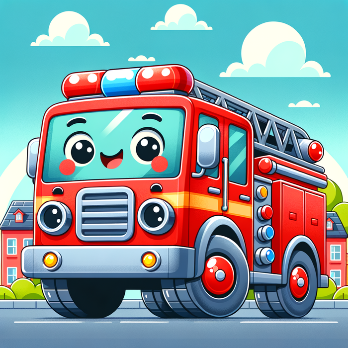 Joyful Firetruck Painting By Diamonds Kit