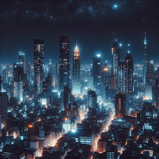 City Night Skyline Painting By Diamonds Kit