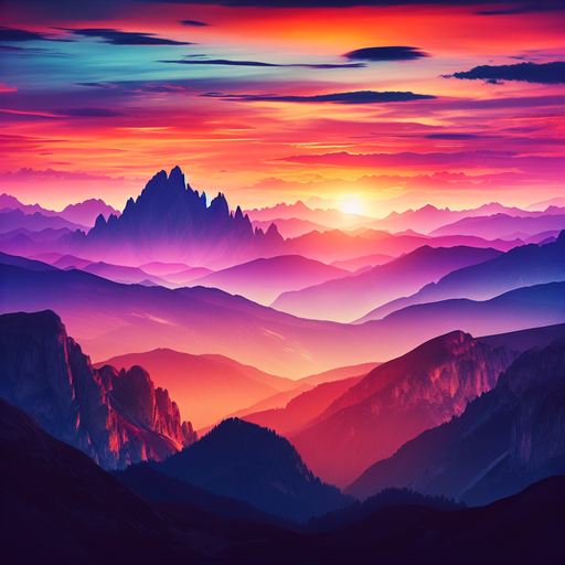 Dramatic Mountain Sunset Painting Diamond Kit