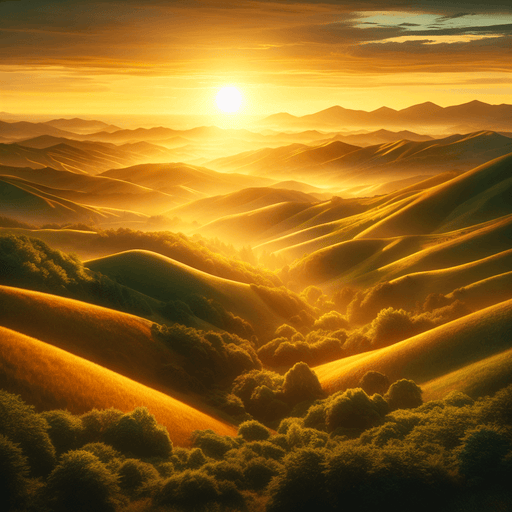 Golden Sunrise Over Hills Diamonded Painting Kits