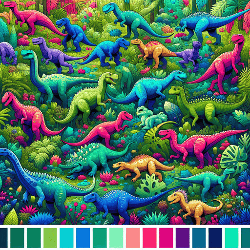 Joyful Playful Dinosaurs Paint By Color