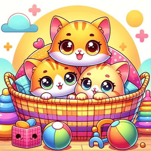 Cheerful Kittens In A Basket Painting By Diamonds Kit