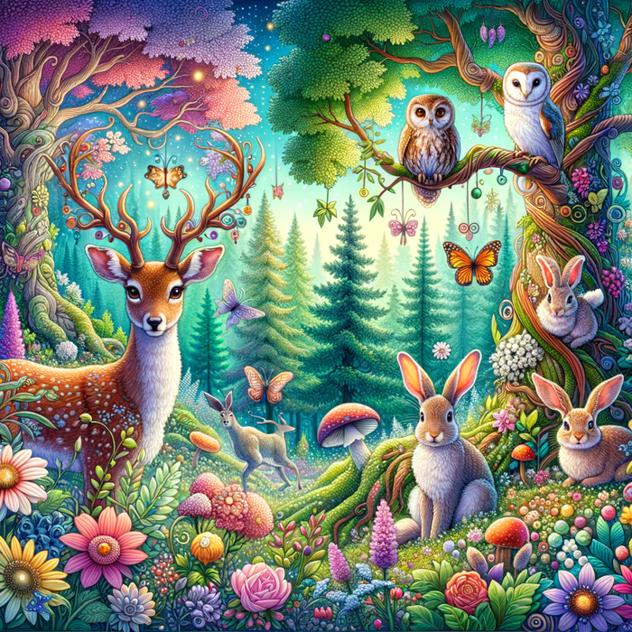 Fantasy Woodland Creatures Painting By Diamonds Kit