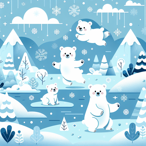 Playful Polar Bear Frolic Painting Diamond Kit
