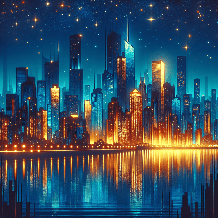 Glistening Night Skyline Diamonded Painting Kits