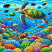 Frolicking Sea Turtles Painting Diamond Kit