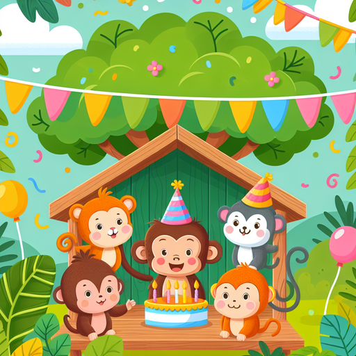 Funky Monkey's Treehouse Bash Paint By Diamonds Art