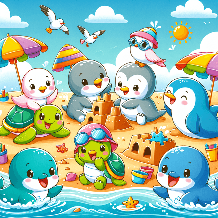 Cheerful Beach Adventure Painting By Diamonds Kit