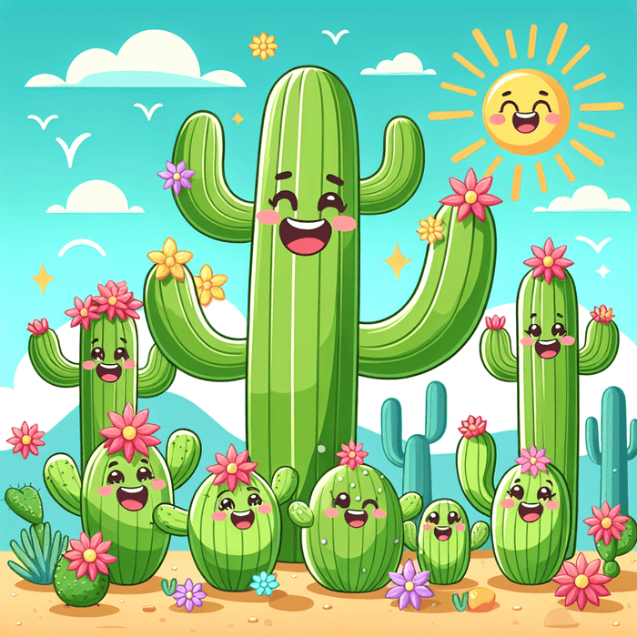 Cheerful Cactus Family Paint By Diamonds Art