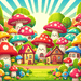 Whimsical Mushroom Village Paint By Diamonds Kits