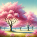 Blossoming Cherry Trees Painting By Diamonds Kit