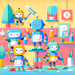 Friendly Robot Helpers Paint By Diamond
