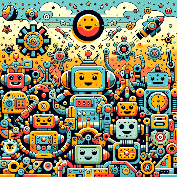 Cute Robot Adventure Painting By Diamonds Kit