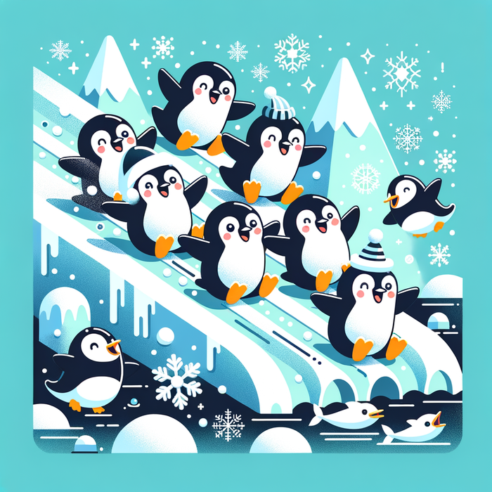 Winter Penguin Parade Paint By Diamonds Art