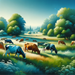 Pastoral Cow Meadow Paint By Diamonds Kits