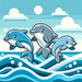Playful Dolphins' Ocean Splash DIY Paint By Diamonds