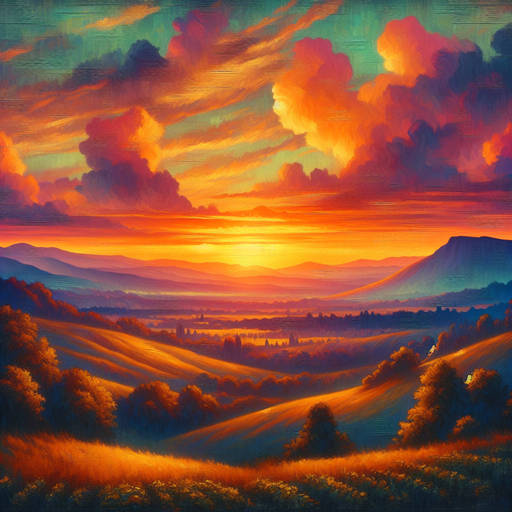 Vibrant Sunset Over The Hills Paint By Color