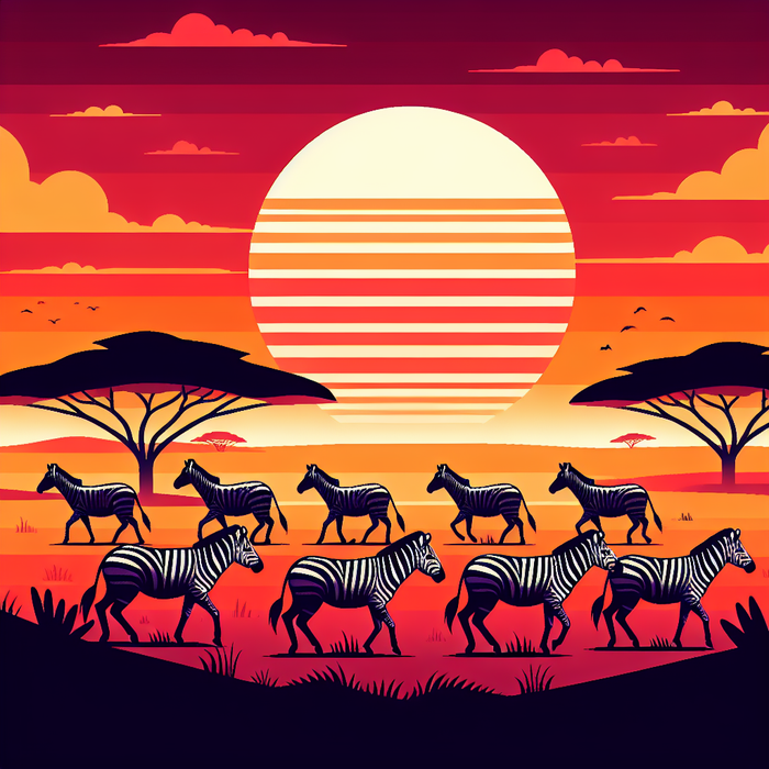 Zebra's Savannah Sunset Stroll DIY Paint By Diamonds