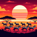 Zebra's Savannah Sunset Stroll DIY Paint By Diamonds