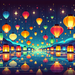Floating Lantern Festival Painting By Diamonds Kit