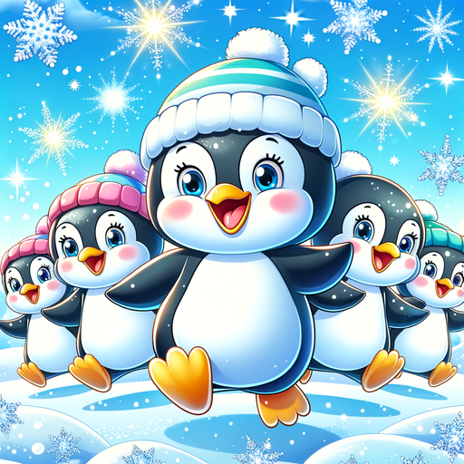 Joyful Penguin Parade Paint By Color