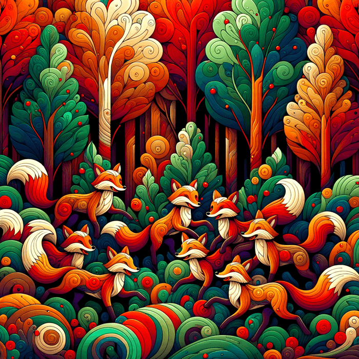 Whimsical Fox Parade Paint By Diamonds Art