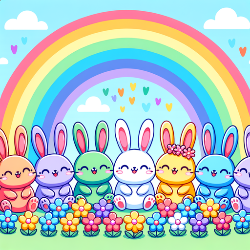 Radiant Rainbow Bunnies DIY Paint By Diamonds