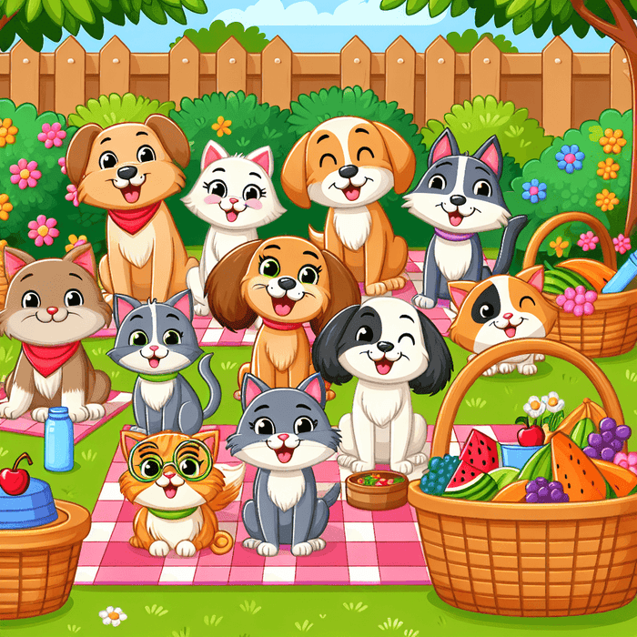 Pet Picnic Painting By Diamonds Kit