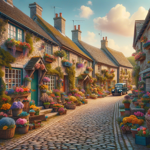 Charming Village in Bloom 5D DIY Paint By Diamond Kit