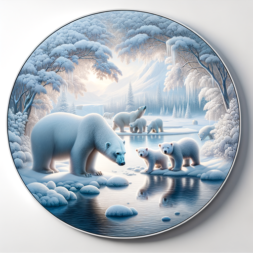 Majestic Polar Bear Family Paint By Diamonds Kits