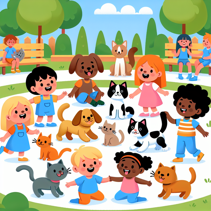 Playful Pets In The Park Paint By Color