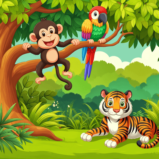 Happy Jungle Friends Paint By Diamonds Art