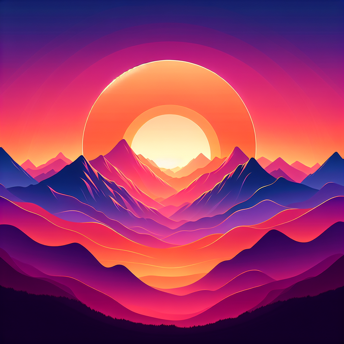 Radiant Sunset Over Mountains Paint By Color