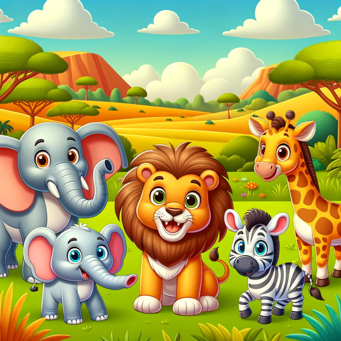 Safari Adventure With Animal Friends Paint By Diamonds Kits