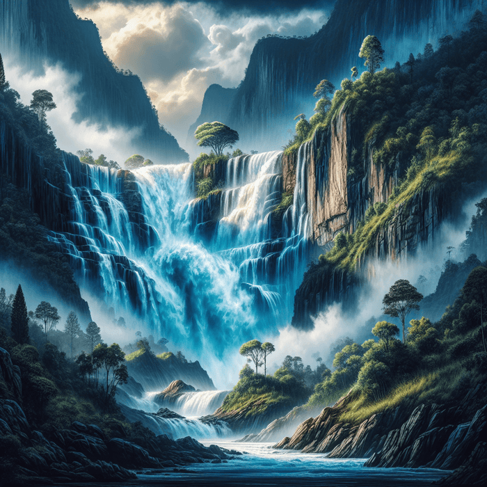 Majestic Waterfall Cascade Painting By Diamonds Kit