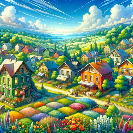 Charming Little Village Paint By Diamonds Art