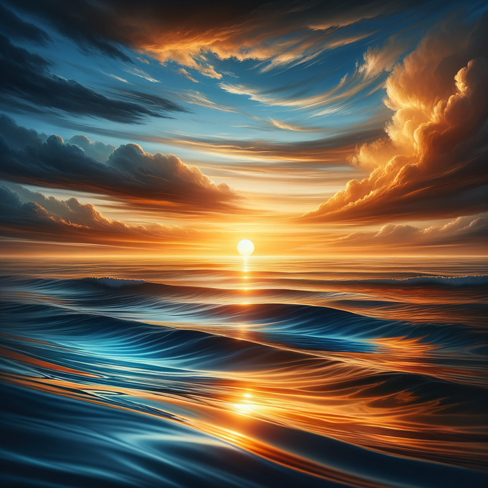 Sunset Over Ocean Waves Paint By Color