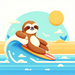 Surfer Sloth's Beach Diamond Painting