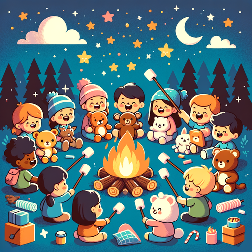 Charming Cozy Campfire Night Painting Diamond Kit