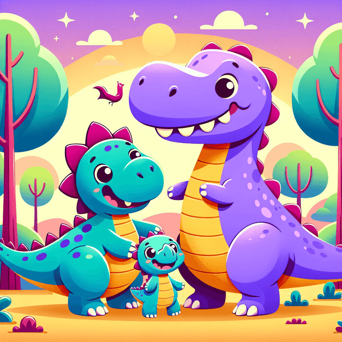 Whimsical Dinosaur Family Paint By Diamonds Art