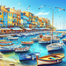 Mediterranean Harbor View Painting Diamond Kit