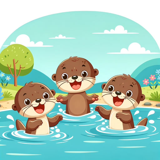 Playful Otters Paint By Diamonds Art