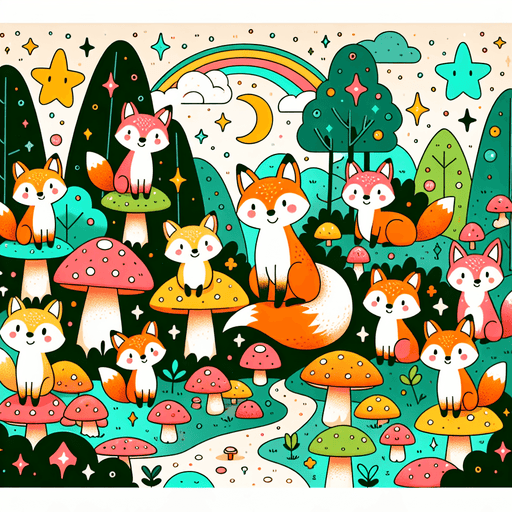 Adventurous Foxes In Fairyland Paint By Color