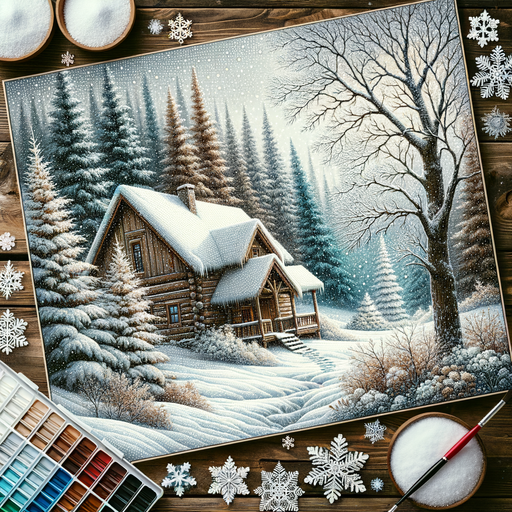 Cozy Snowy Cabin Painting Diamond Kit