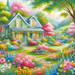 Charming Cottage In Spring Painting By Diamonds Kit