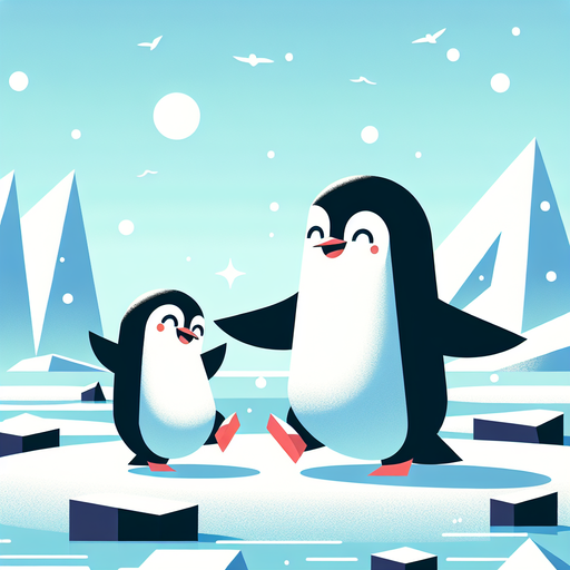 Playful Penguin Pair DIY Paint By Diamonds